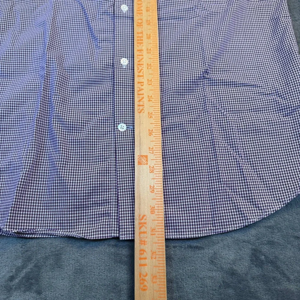 Banana Republic Grant Fit Button Up Shirt Mens Large Purple Gingham Stretch